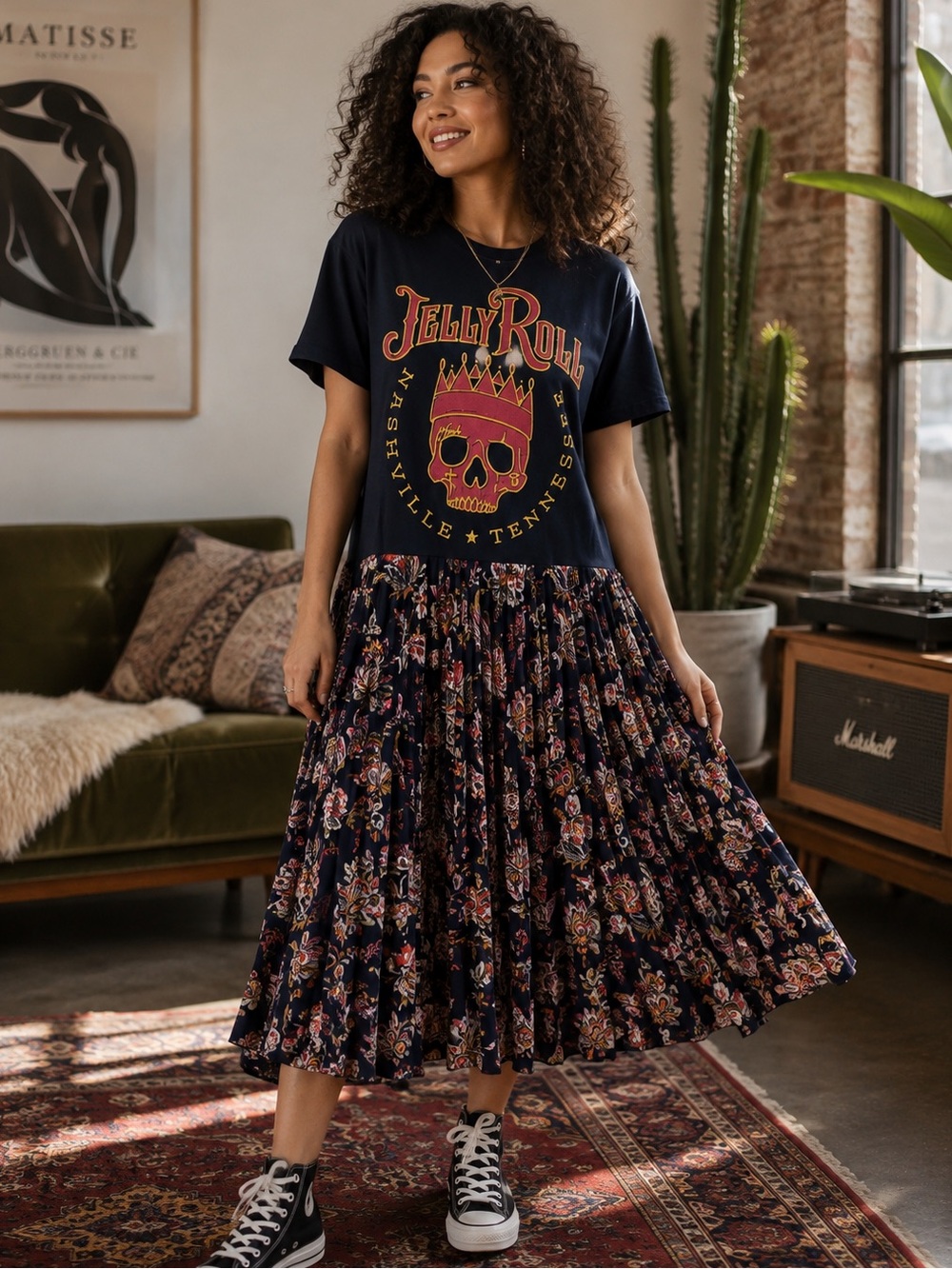 Jelly Roll Graphic T-Shirt Dress